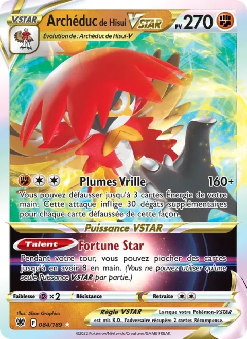 Carte Pokémon Archéduc de Hisui VSTAR 084/189, extension Astres Radieux