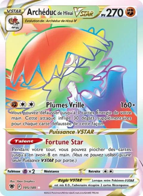 Carte Pokémon Archéduc de Hisui VSTAR 195/189, extension Astres Radieux