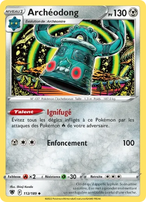 Carte Pokémon Archéodong 112/189, extension Astres Radieux