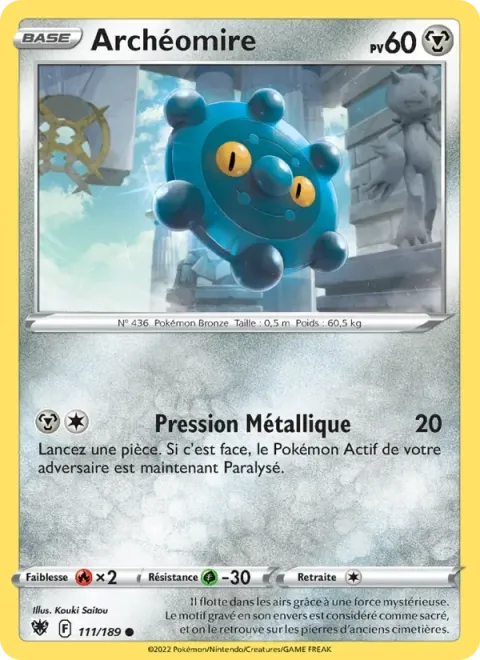 Carte Pokémon Archéomire 111/189, extension Astres Radieux