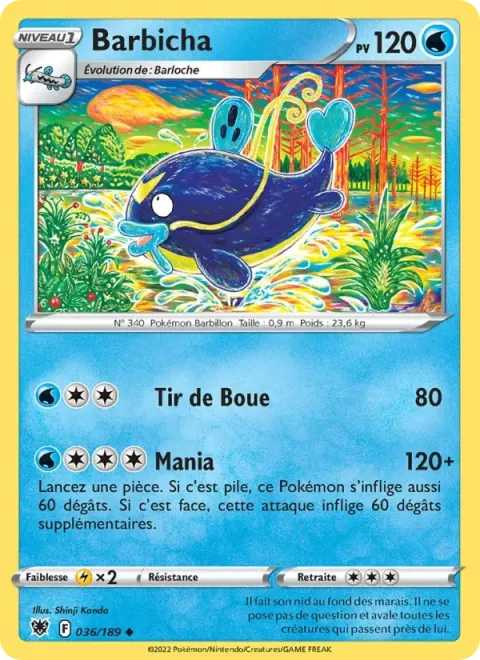 Carte Pokémon Barbicha 036/189, extension Astres Radieux