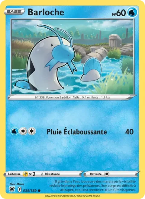 Carte Pokémon Barloche 035/189, extension Astres Radieux