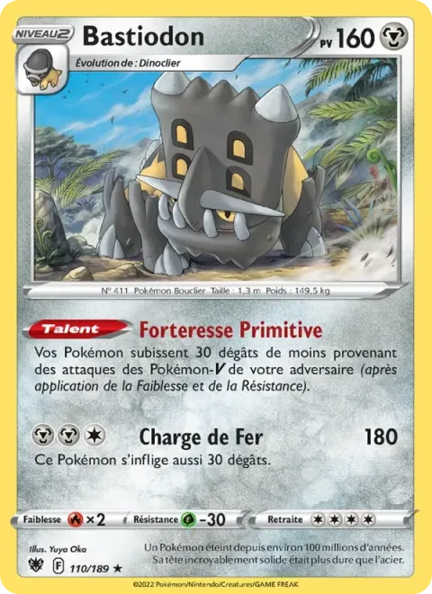 Carte Pokémon Bastiodon 110/189, extension Astres Radieux