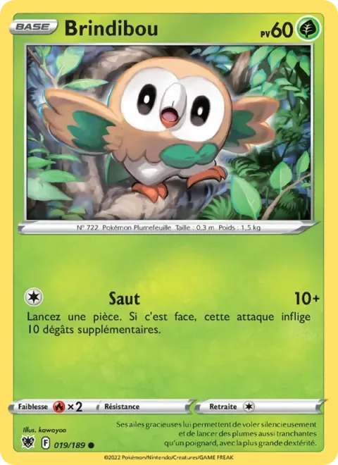 Carte Pokémon Brindibou 019/189, extension Astres Radieux
