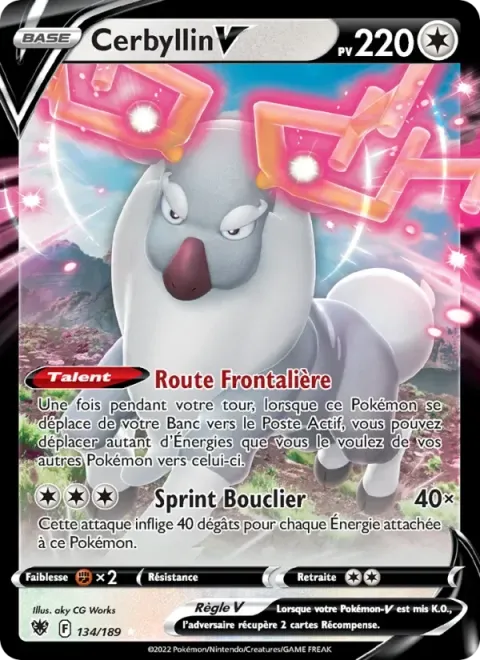 Carte Pokémon Cerbyllin V 134/189, extension Astres Radieux
