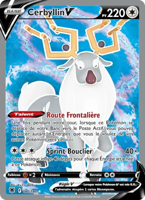 Carte Pokémon Cerbyllin V 180/189, extension Astres Radieux
