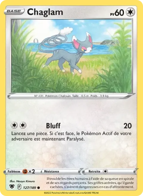 Carte Pokémon Chaglam 127/189, extension Astres Radieux