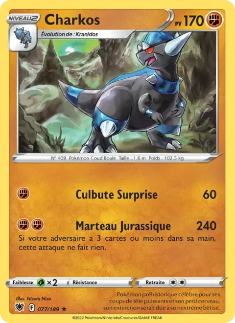 Carte Pokémon Charkos 077/189, extension Astres Radieux