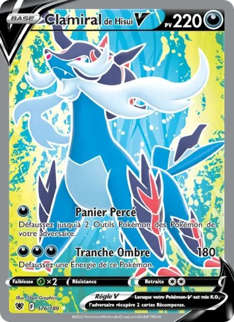 Carte Pokémon Clamiral de Hisui V 176/189, extension Astres Radieux