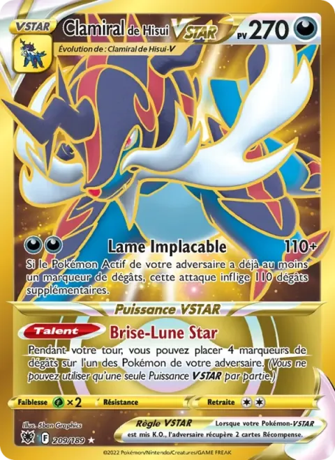 Carte Pokémon Clamiral de Hisui VSTAR 209/189, extension Astres Radieux