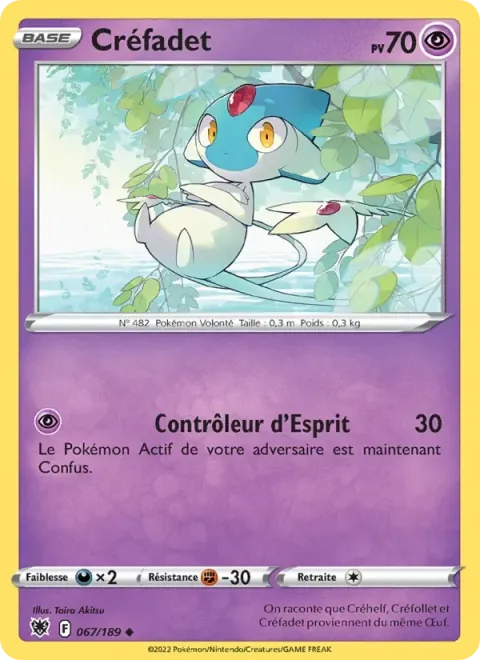 Carte Pokémon Créfadet 067/189, extension Astres Radieux