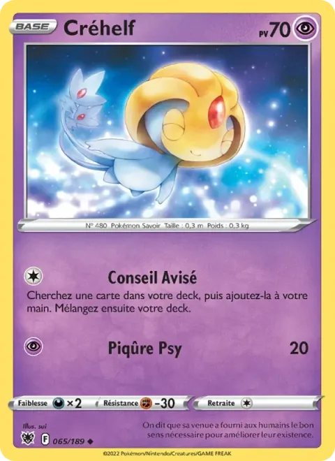 Carte Pokémon Créhelf 065/189, extension Astres Radieux