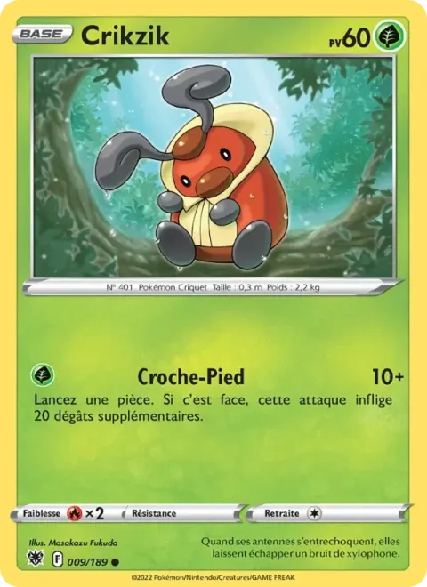 Carte Pokémon Crikzik 009/189, extension Astres Radieux