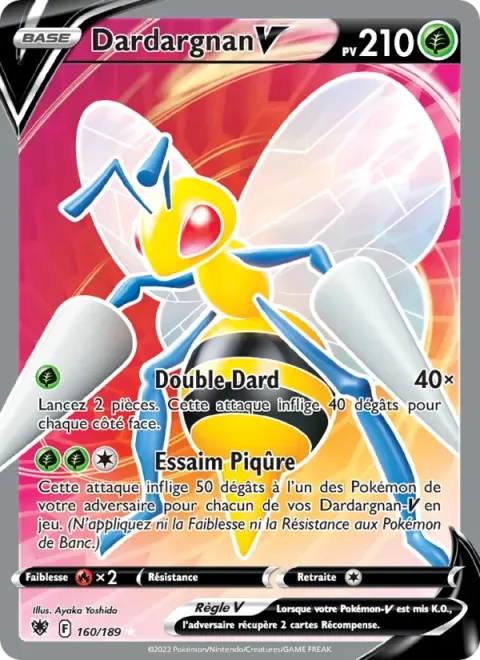 Carte Pokémon Dardargnan V 160/189, extension Astres Radieux