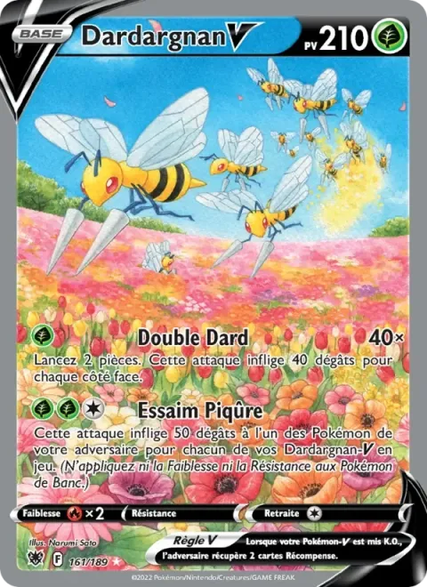Carte Pokémon Dardargnan V 161/189, extension Astres Radieux