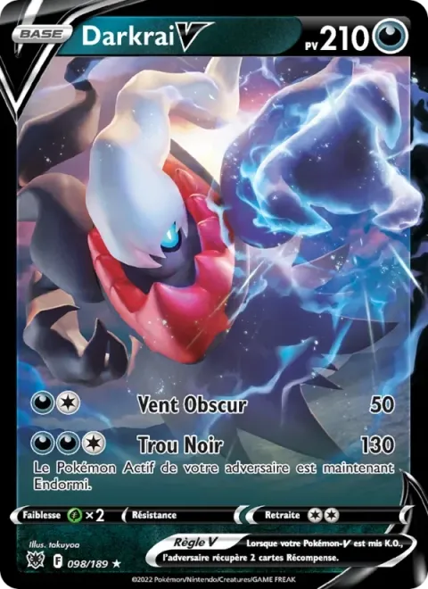 Carte Pokémon Darkrai V 098/189, extension Astres Radieux
