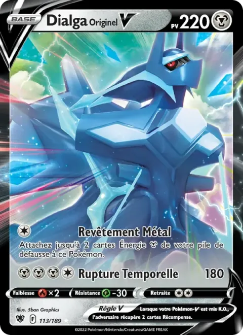 Carte Pokémon Dialga Originel V 113/189, extension Astres Radieux