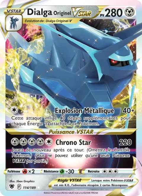 Carte Pokémon Dialga Originel VSTAR 114/189, extension Astres Radieux