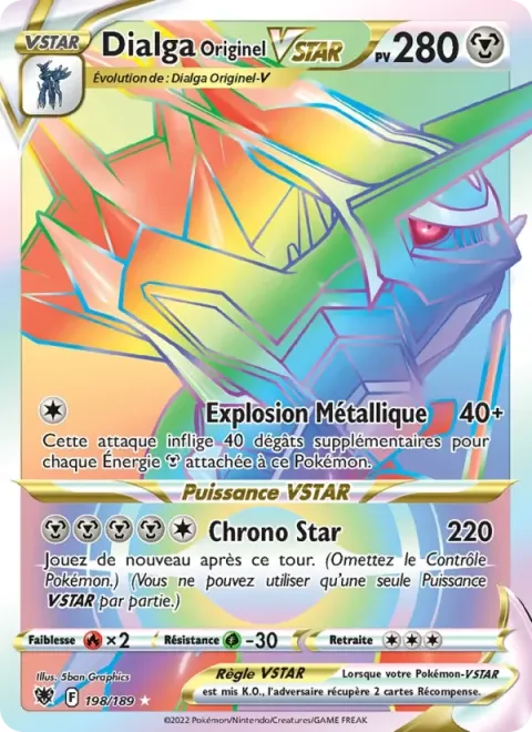 Carte Pokémon Dialga Originel VSTAR 198/189, extension Astres Radieux