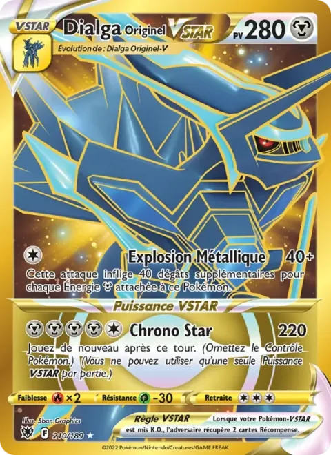 Carte Pokémon Dialga Originel VSTAR 210/189, extension Astres Radieux