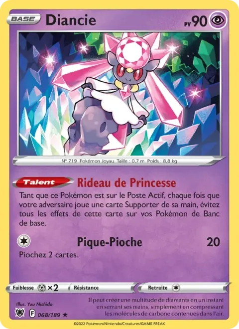 Carte Pokémon Diancie 068/189, extension Astres Radieux