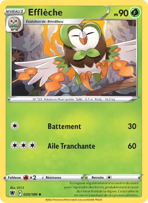 Carte Pokémon Efflèche 020/189, extension Astres Radieux