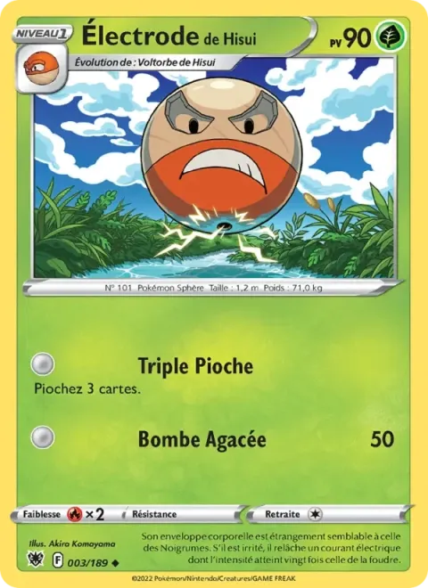 Carte Pokémon Électrode de Hisui 003/189, extension Astres Radieux