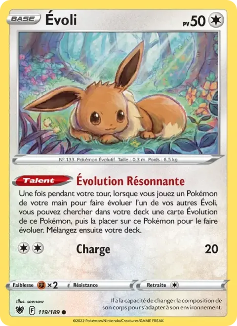 Carte Pokémon Évoli 119/189, extension Astres Radieux