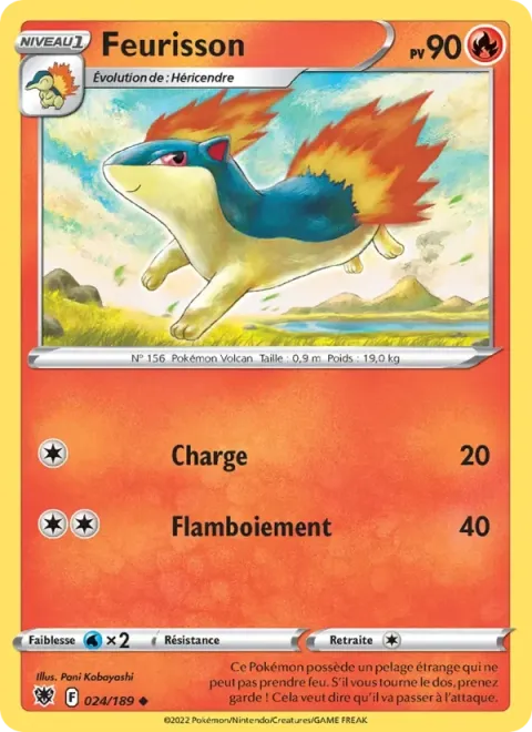 Carte Pokémon Feurisson 024/189, extension Astres Radieux