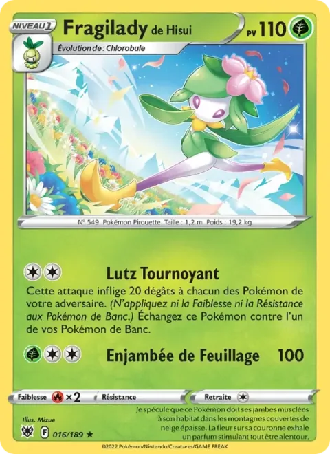 Carte Pokémon Fragilady de Hisui 016/189, extension Astres Radieux