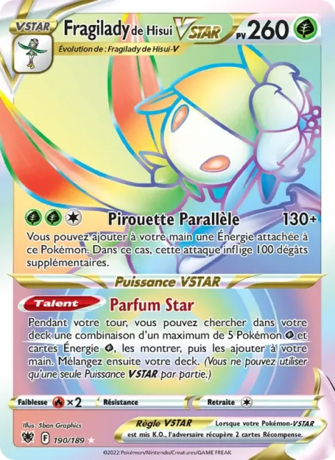 Carte Pokémon Fragilady de Hisui VSTAR 190/189, extension Astres Radieux