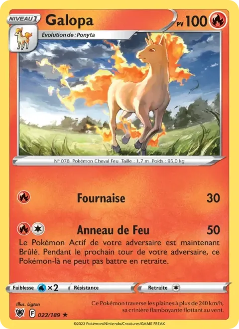 Carte Pokémon Galopa 022/189, extension Astres Radieux