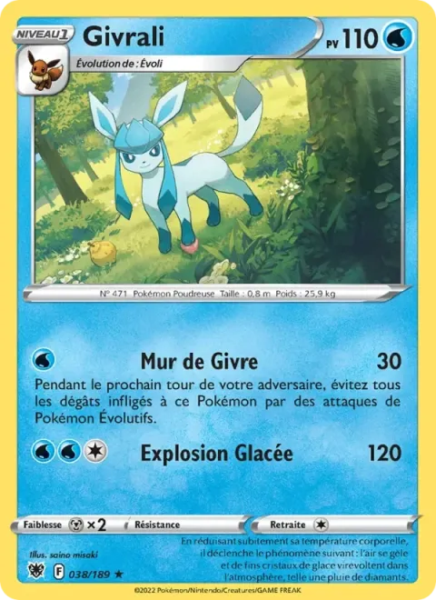 Carte Pokémon Givrali 038/189, extension Astres Radieux