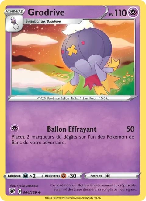 Carte Pokémon Grodrive 064/189, extension Astres Radieux