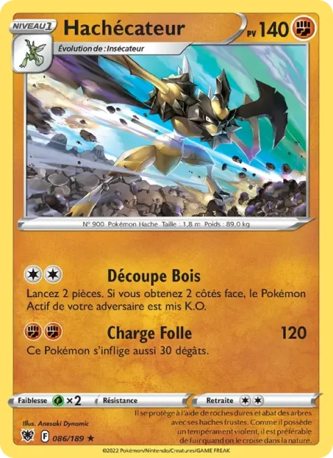Carte Pokémon Hachécateur 086/189, extension Astres Radieux
