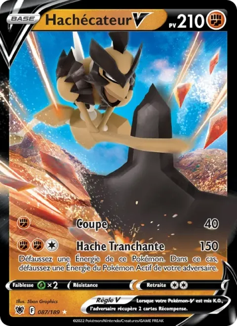 Carte Pokémon Hachécateur V 087/189, extension Astres Radieux