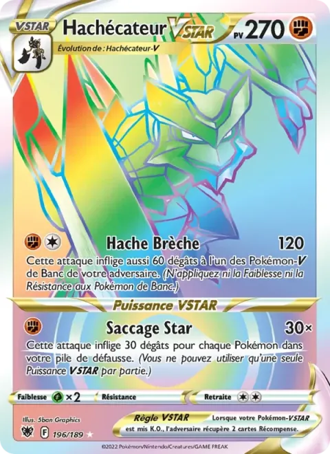 Carte Pokémon Hachécateur VSTAR 196/189, extension Astres Radieux