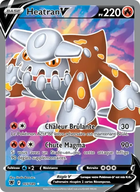 Carte Pokémon Heatran V 165/189, extension Astres Radieux