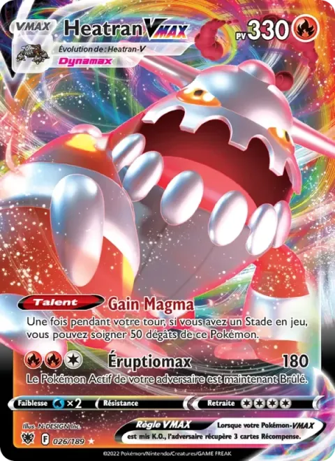Carte Pokémon Heatran VMAX 026/189, extension Astres Radieux