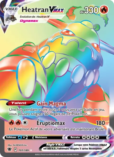 Carte Pokémon Heatran VMAX 191/189, extension Astres Radieux