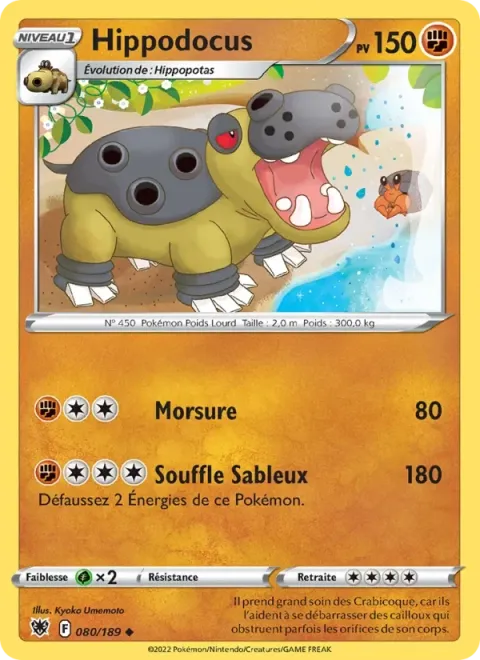 Carte Pokémon Hippodocus 080/189, extension Astres Radieux