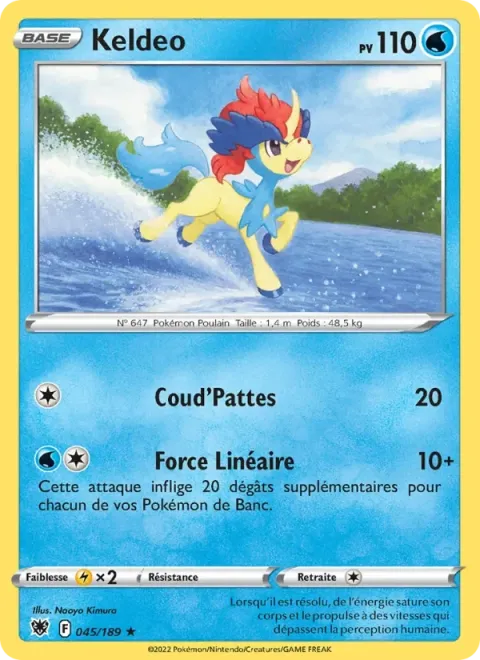 Carte Pokémon Keldeo 045/189, extension Astres Radieux