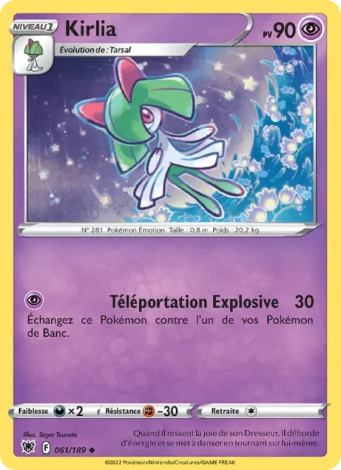 Carte Pokémon Kirlia 061/189, extension Astres Radieux