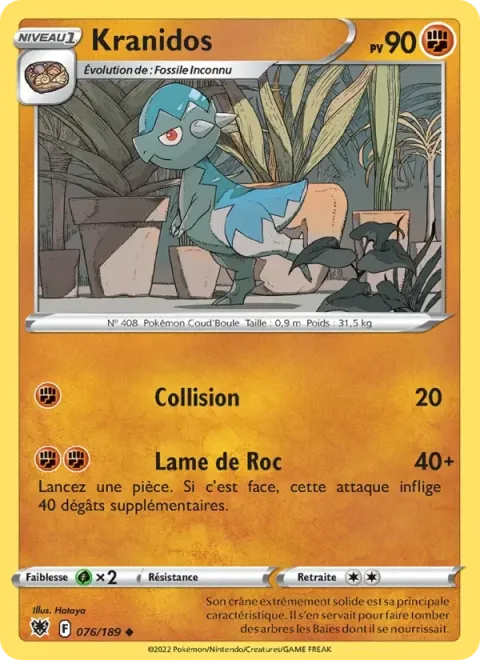 Carte Pokémon Kranidos 076/189, extension Astres Radieux