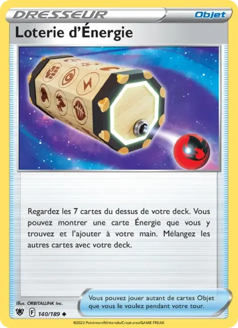 Carte Pokémon Loterie d’Énergie 140/189, extension Astres Radieux