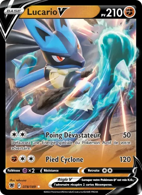 Carte Pokémon Lucario V 078/189, extension Astres Radieux