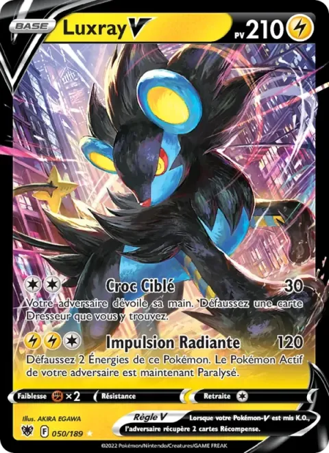 Carte Pokémon Luxray V 050/189, extension Astres Radieux
