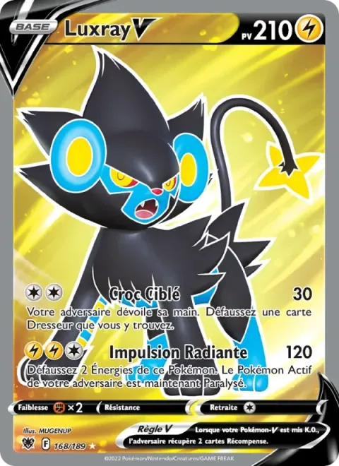 Carte Pokémon Luxray V 168/189, extension Astres Radieux