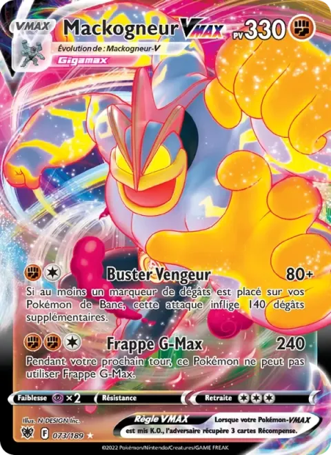 Carte Pokémon Mackogneur VMAX 073/189, extension Astres Radieux