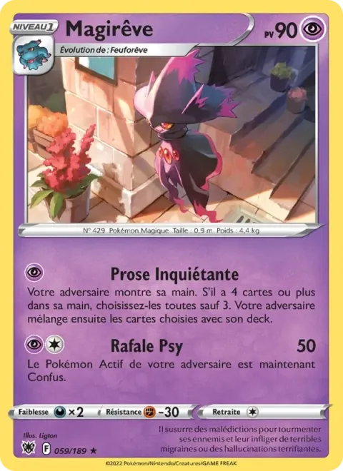 Carte Pokémon Magirêve 059/189, extension Astres Radieux